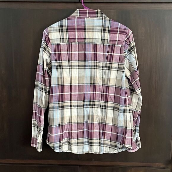 Pendleton Purple Plaid Button Down Shirt Blouse Size Small - Picture 2 of 4